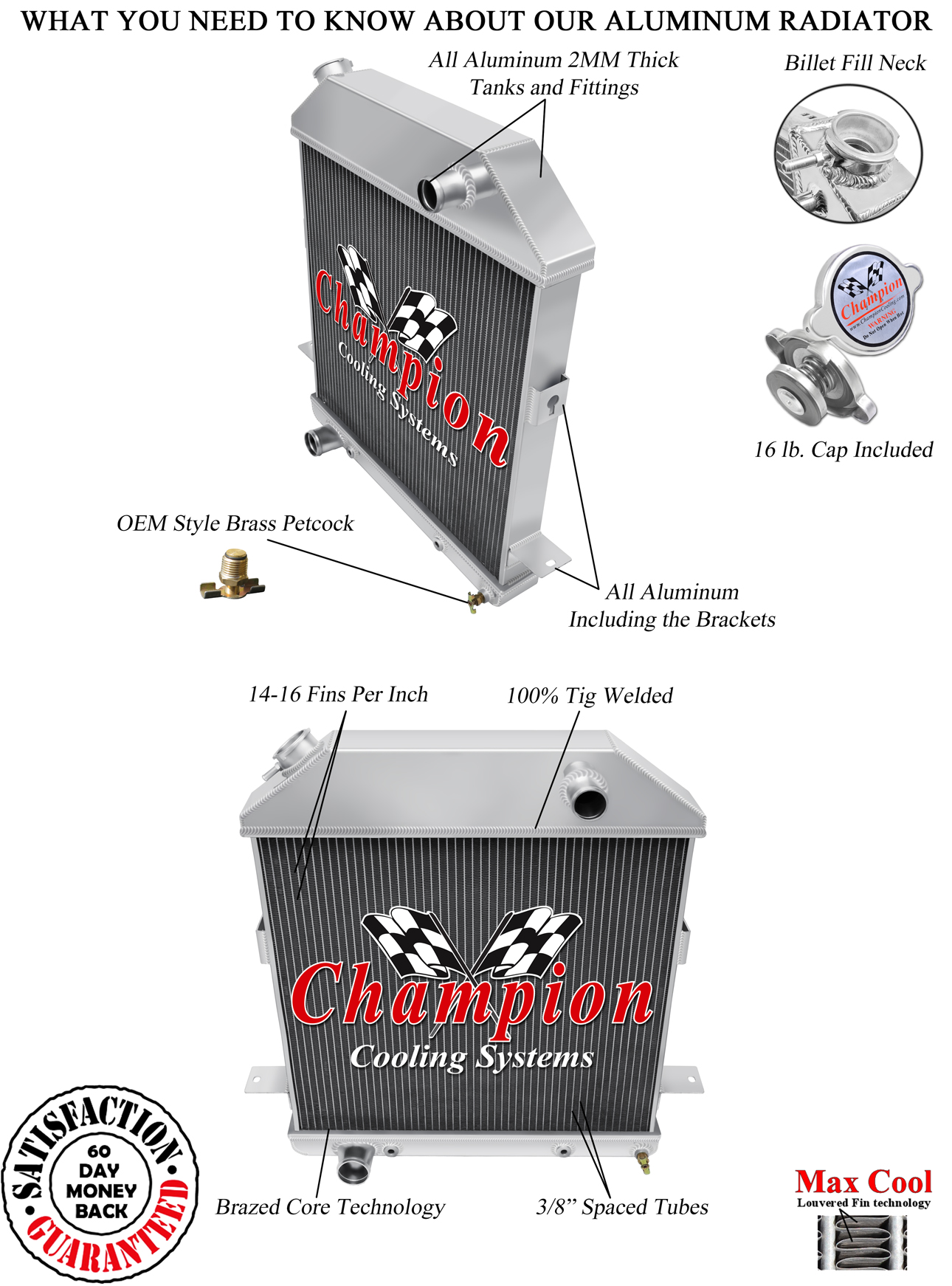 4 Row All Aluminum Radiator For 1939-41 Ford And Mercury Passenger Cars (Ford Configuration) view 3