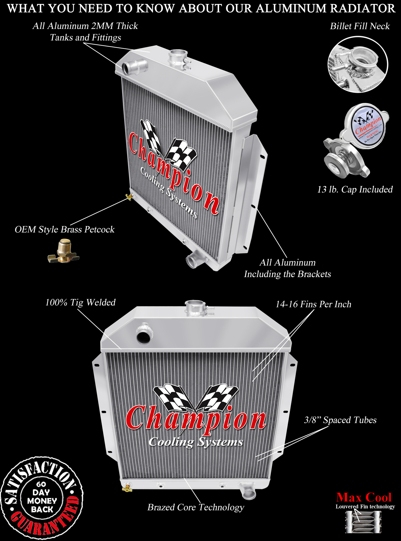 49 Ford Shoe Box(Chevy Config) 4 Row All Aluminum Radiator view 5