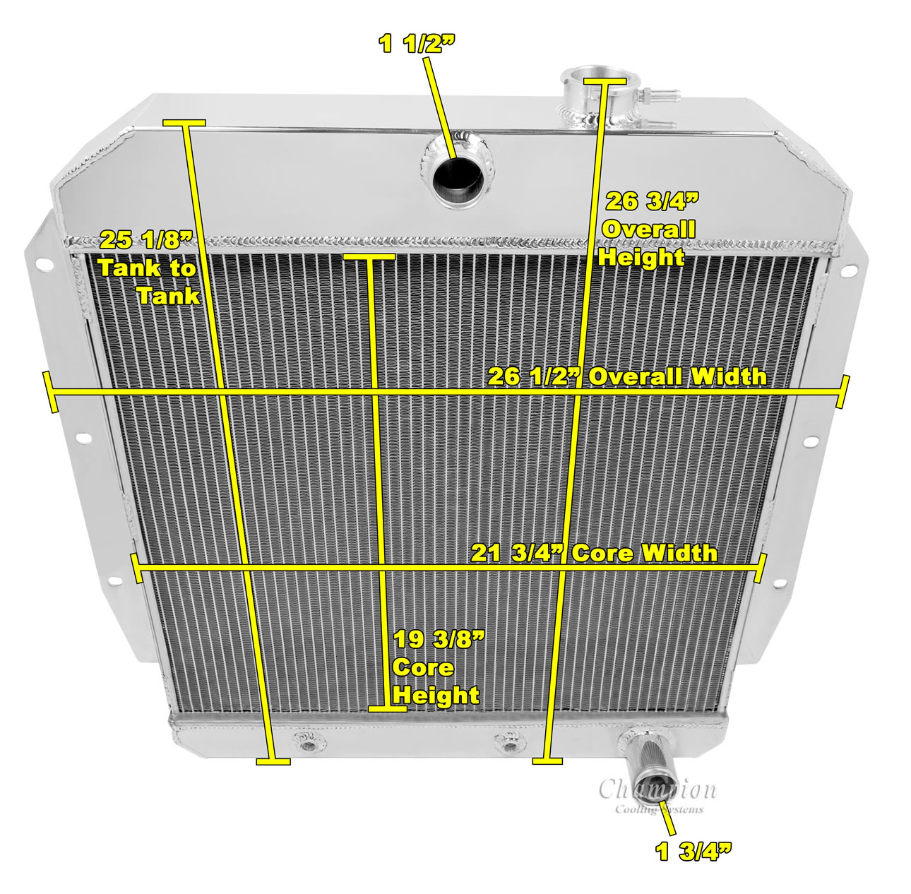55-59 Chevy Pick up 4 Row Aluminum Radiator view 4